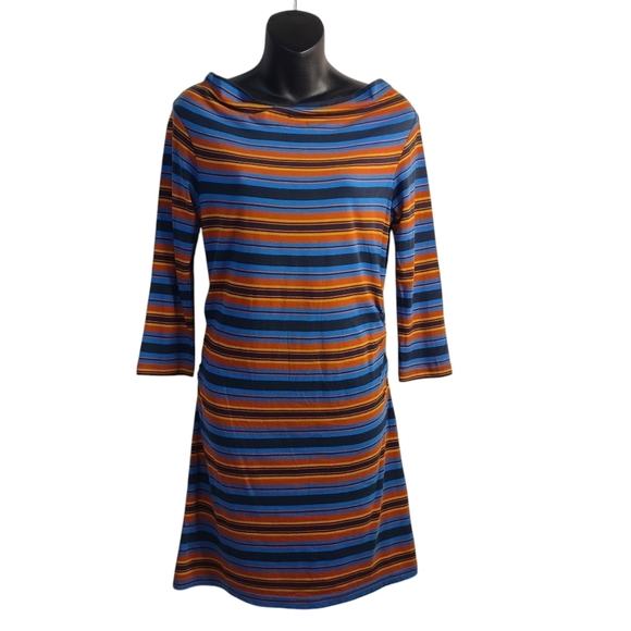 Patagonia Women's Cowl Neck 3/4 Sleeves Striped Dress Size XS - Picture 2 of 8